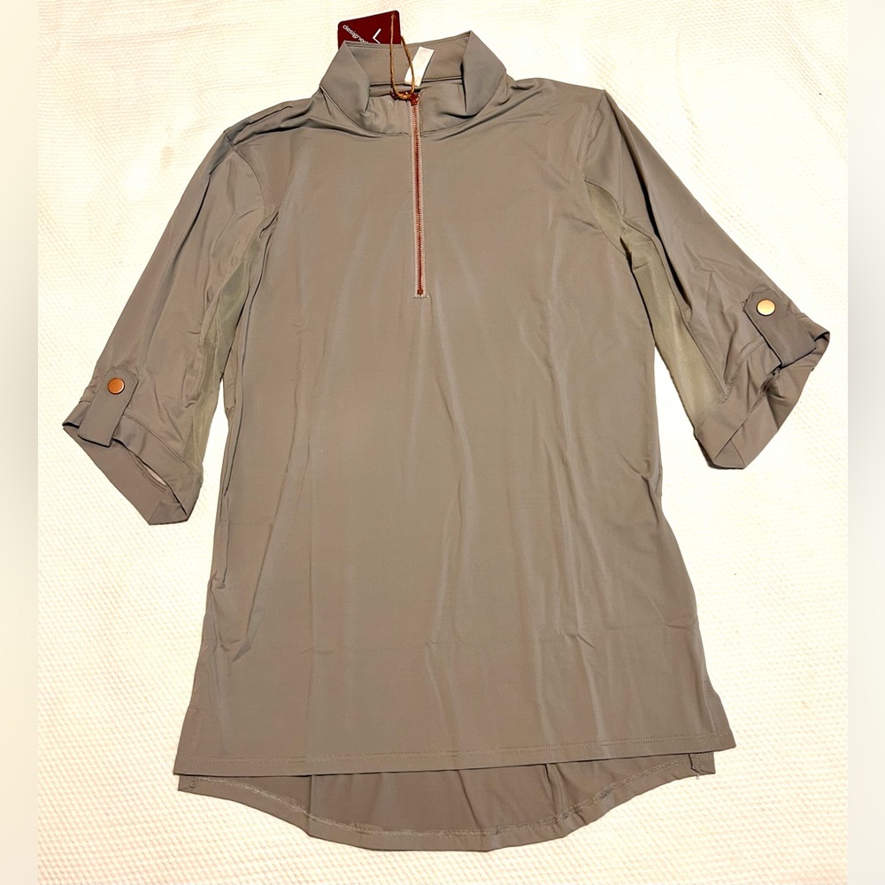 Gray Zip-Neck Tunic Top